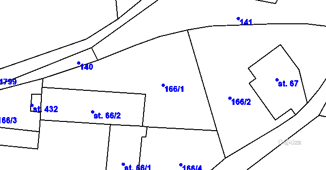 Parcela st. 166/1 v KÚ Třebovice, Katastrální mapa