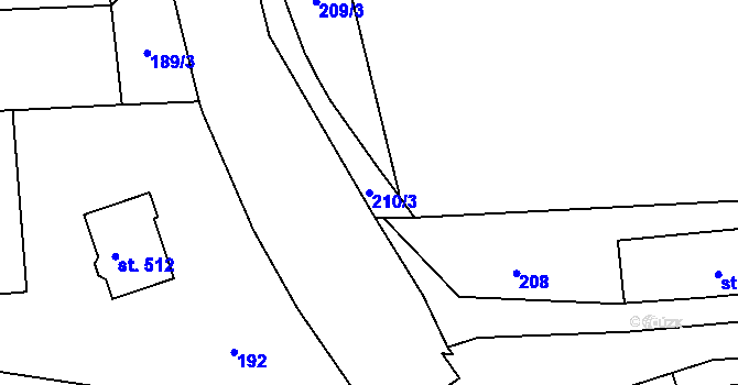 Parcela st. 210/3 v KÚ Třebovice, Katastrální mapa