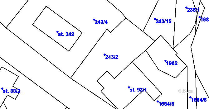 Parcela st. 243/2 v KÚ Třebovice, Katastrální mapa