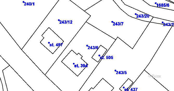 Parcela st. 243/6 v KÚ Třebovice, Katastrální mapa