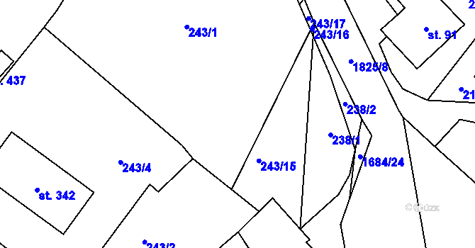 Parcela st. 243/10 v KÚ Třebovice, Katastrální mapa