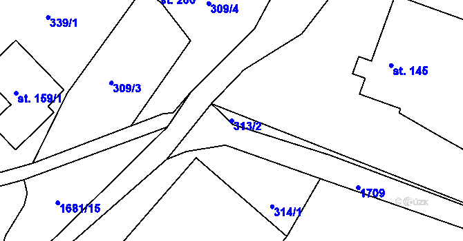 Parcela st. 313/2 v KÚ Třebovice, Katastrální mapa