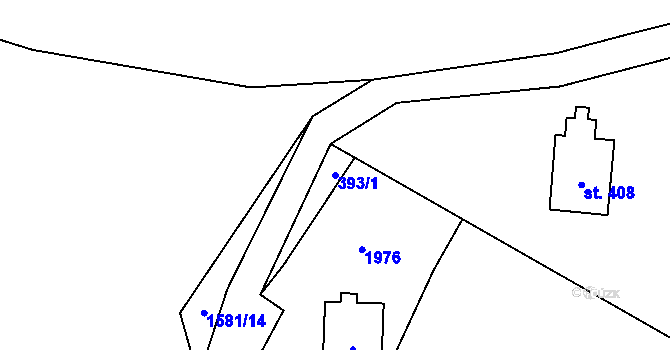 Parcela st. 393/1 v KÚ Třebovice, Katastrální mapa