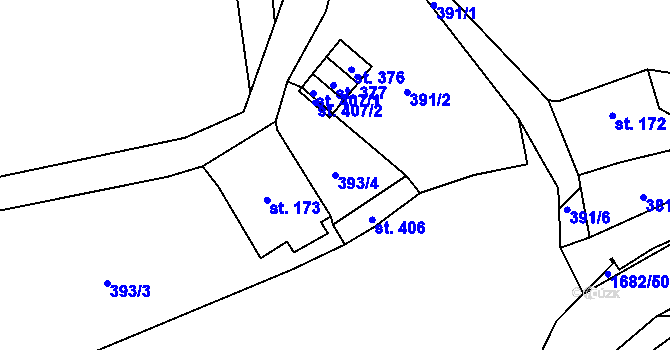 Parcela st. 393/4 v KÚ Třebovice, Katastrální mapa