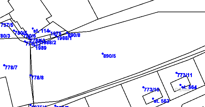Parcela st. 890/5 v KÚ Třebovice, Katastrální mapa