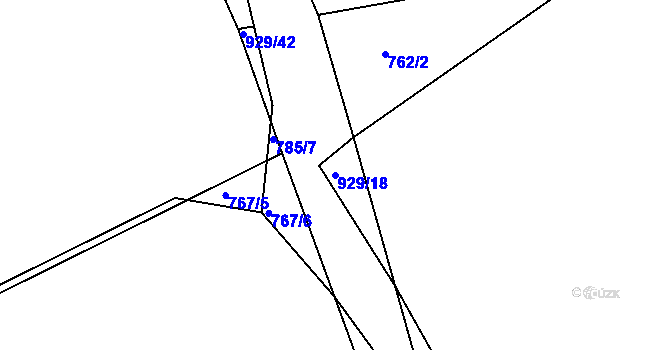 Parcela st. 929/18 v KÚ Třebovice, Katastrální mapa