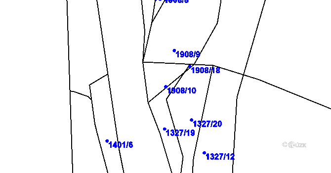 Parcela st. 1908/10 v KÚ Třebovice, Katastrální mapa