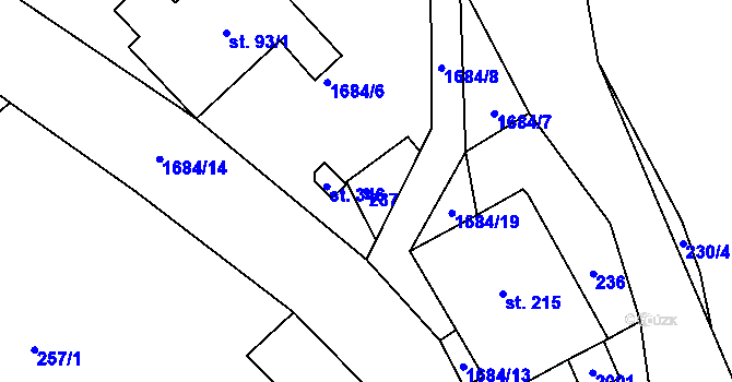 Parcela st. 237 v KÚ Třebovice, Katastrální mapa