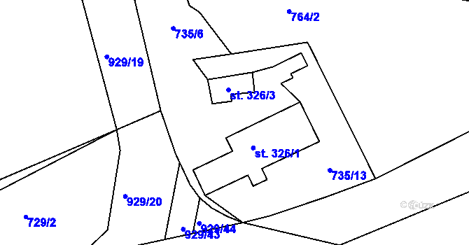 Parcela st. 735/14 v KÚ Třebovice, Katastrální mapa