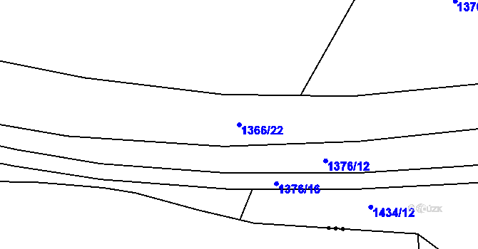 Parcela st. 1366/22 v KÚ Třebovice, Katastrální mapa