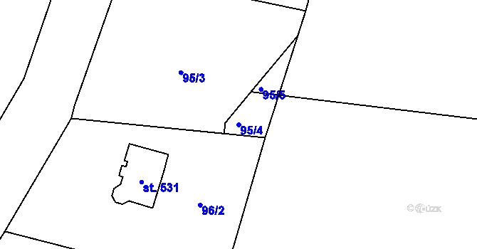 Parcela st. 95/4 v KÚ Třebovice, Katastrální mapa