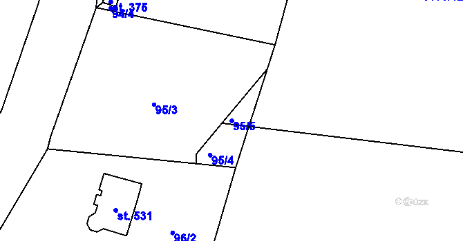 Parcela st. 95/5 v KÚ Třebovice, Katastrální mapa
