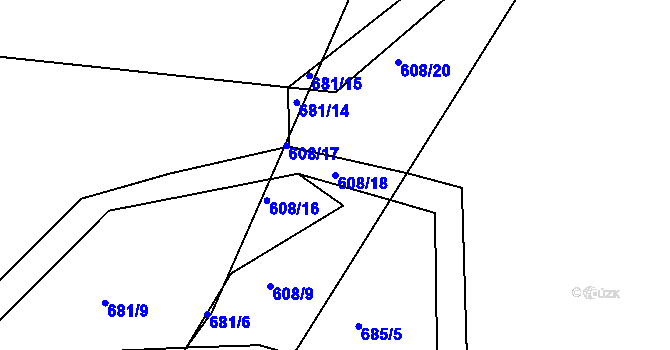 Parcela st. 608/18 v KÚ Třebovice, Katastrální mapa