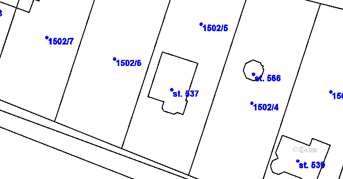 Parcela st. 537 v KÚ Třebovice, Katastrální mapa