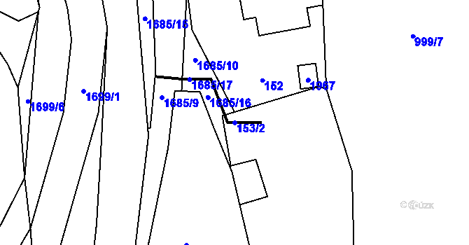 Parcela st. 153/2 v KÚ Třebovice, Katastrální mapa