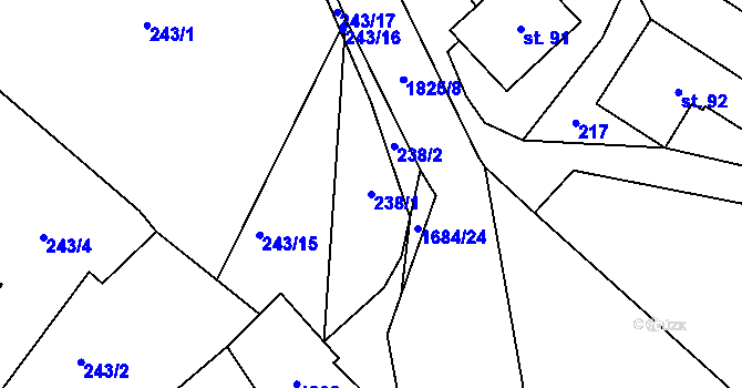 Parcela st. 238/1 v KÚ Třebovice, Katastrální mapa
