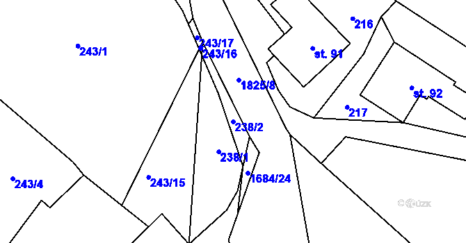 Parcela st. 238/2 v KÚ Třebovice, Katastrální mapa