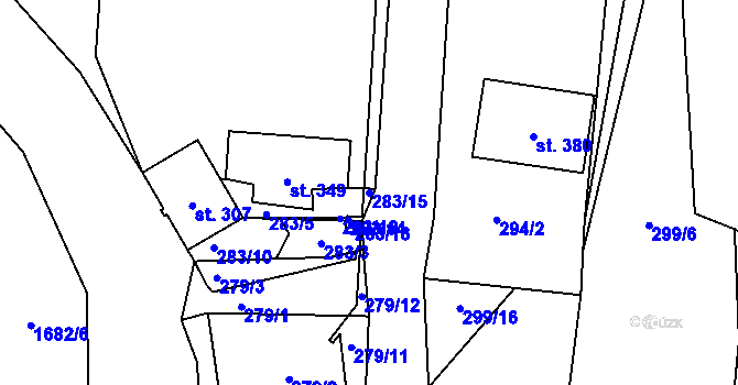 Parcela st. 283/15 v KÚ Třebovice, Katastrální mapa