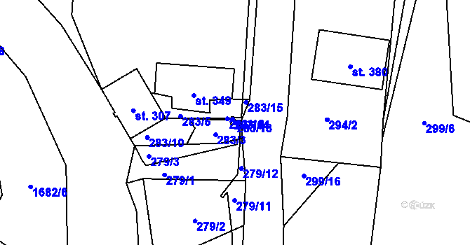 Parcela st. 283/13 v KÚ Třebovice, Katastrální mapa