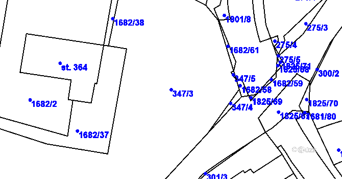 Parcela st. 347/3 v KÚ Třebovice, Katastrální mapa