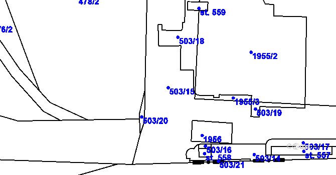 Parcela st. 503/15 v KÚ Třebovice, Katastrální mapa