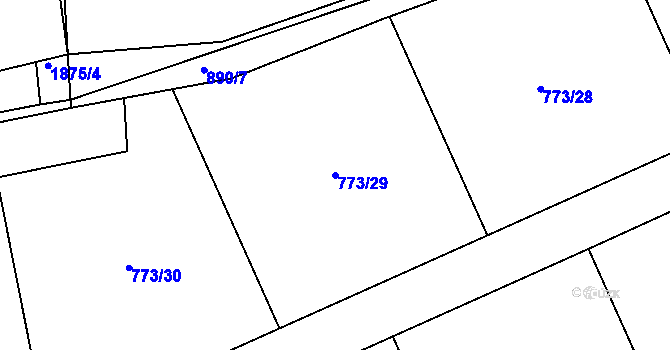 Parcela st. 773/29 v KÚ Třebovice, Katastrální mapa