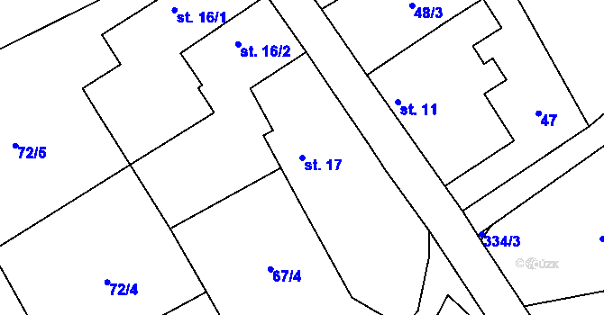Parcela st. 17 v KÚ Hlaváčova Lhota, Katastrální mapa
