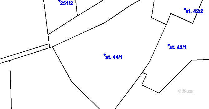Parcela st. 44/1 v KÚ Hlaváčova Lhota, Katastrální mapa