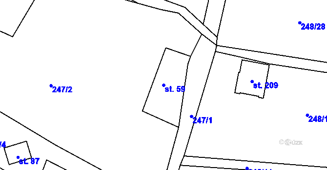 Parcela st. 59 v KÚ Hlaváčova Lhota, Katastrální mapa