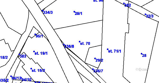 Parcela st. 70 v KÚ Hlaváčova Lhota, Katastrální mapa