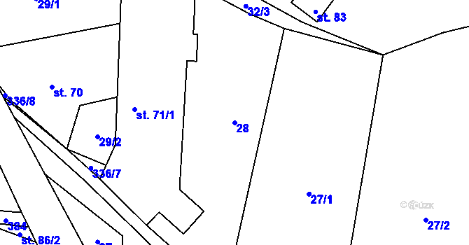Parcela st. 28 v KÚ Hlaváčova Lhota, Katastrální mapa