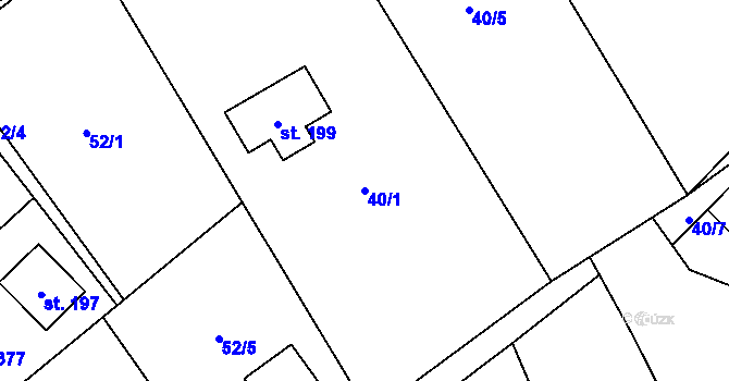 Parcela st. 40/1 v KÚ Hlaváčova Lhota, Katastrální mapa