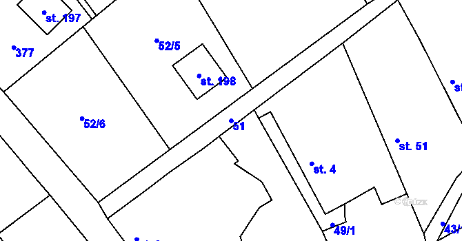 Parcela st. 51 v KÚ Hlaváčova Lhota, Katastrální mapa
