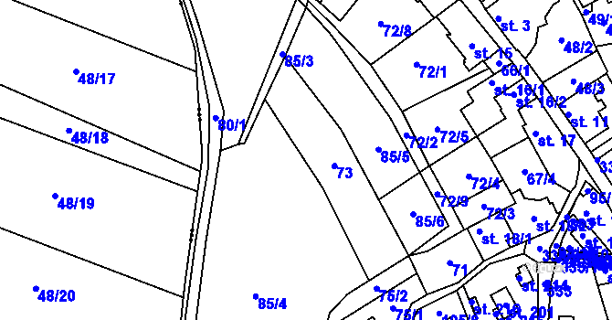 Parcela st. 85 v KÚ Hlaváčova Lhota, Katastrální mapa