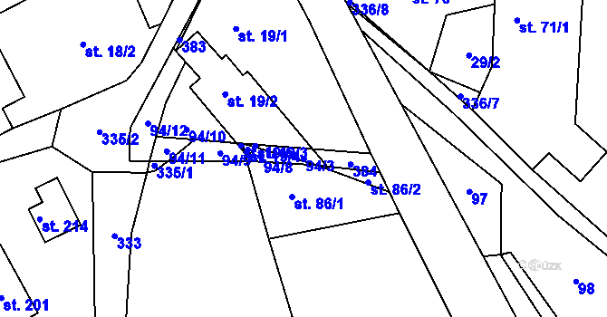 Parcela st. 94/3 v KÚ Hlaváčova Lhota, Katastrální mapa