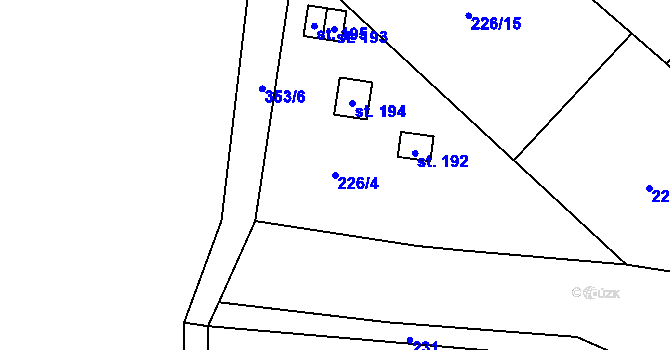 Parcela st. 226/4 v KÚ Hlaváčova Lhota, Katastrální mapa