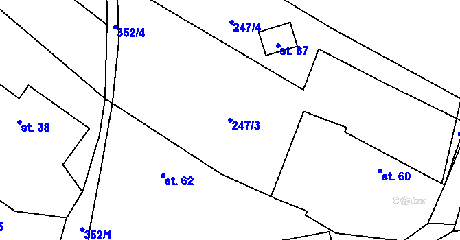 Parcela st. 247/3 v KÚ Hlaváčova Lhota, Katastrální mapa