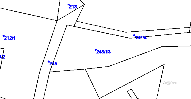 Parcela st. 248/13 v KÚ Hlaváčova Lhota, Katastrální mapa