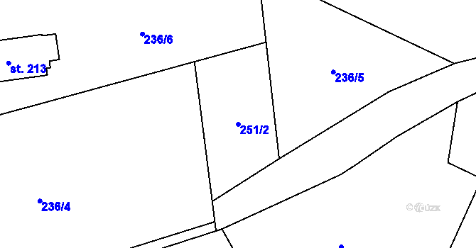 Parcela st. 251/2 v KÚ Hlaváčova Lhota, Katastrální mapa