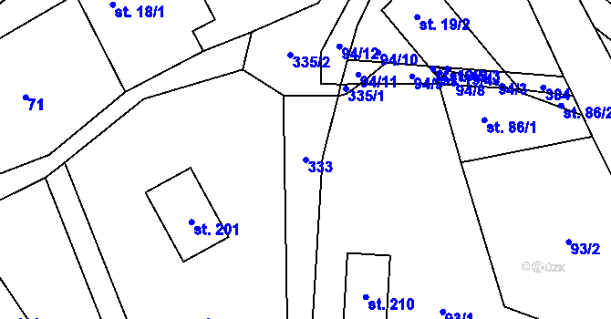 Parcela st. 333 v KÚ Hlaváčova Lhota, Katastrální mapa