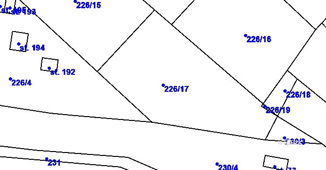 Parcela st. 226/17 v KÚ Hlaváčova Lhota, Katastrální mapa