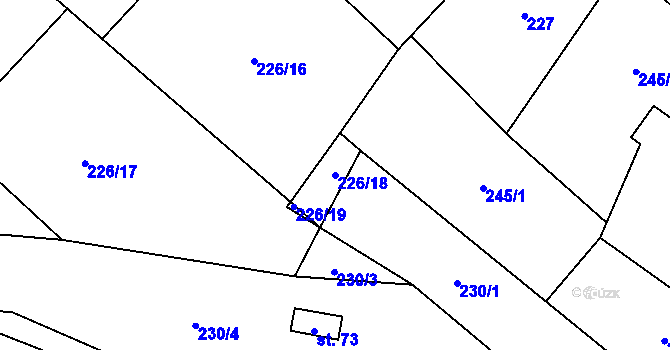 Parcela st. 226/18 v KÚ Hlaváčova Lhota, Katastrální mapa
