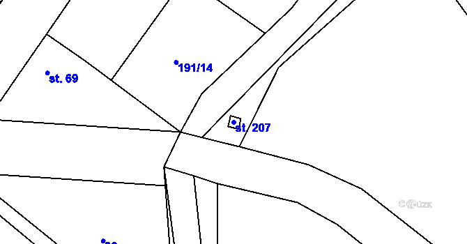 Parcela st. 207 v KÚ Hlaváčova Lhota, Katastrální mapa