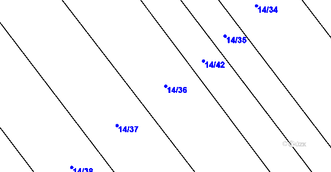 Parcela st. 14/36 v KÚ Hlaváčova Lhota, Katastrální mapa