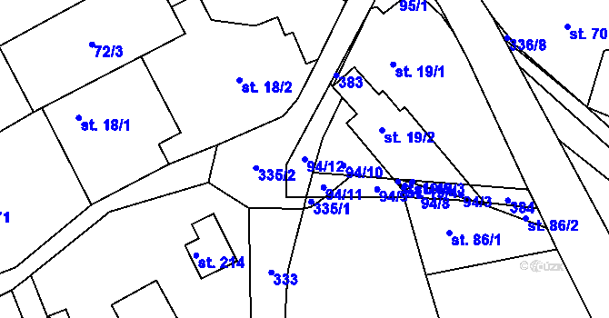 Parcela st. 94/12 v KÚ Hlaváčova Lhota, Katastrální mapa