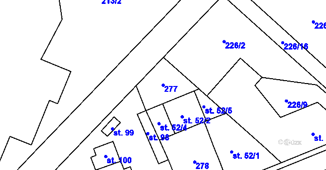 Parcela st. 277 v KÚ Klášterní Skalice, Katastrální mapa