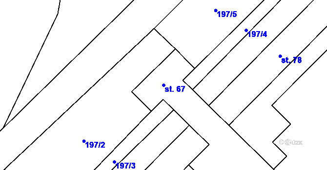 Parcela st. 67 v KÚ Miškovice u Kouřimi, Katastrální mapa