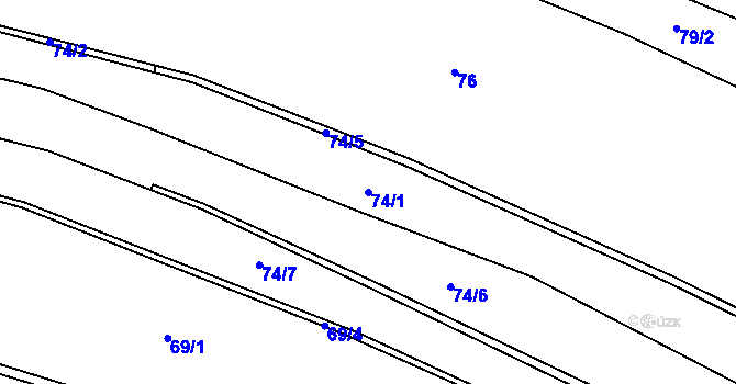 Parcela st. 74/1 v KÚ Miškovice u Kouřimi, Katastrální mapa