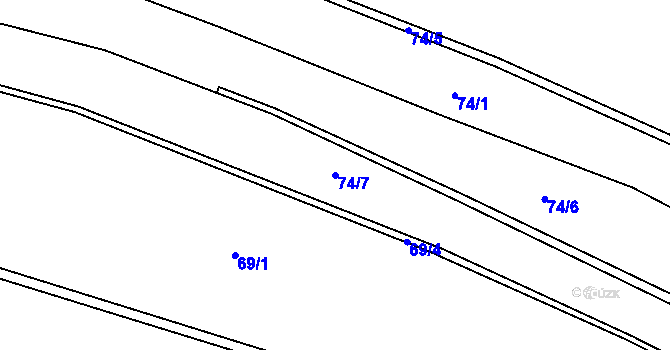 Parcela st. 74/7 v KÚ Miškovice u Kouřimi, Katastrální mapa