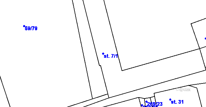 Parcela st. 7/1 v KÚ Třebovle, Katastrální mapa
